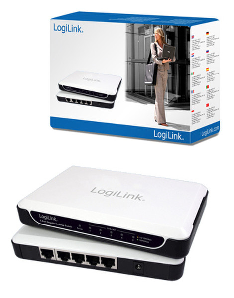 LogiLink Gigabit Desktop Switch Неуправляемый Белый