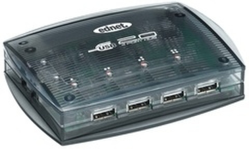 Ednet USB Hub 2.0, 4 Port 480Мбит/с Прозрачный хаб-разветвитель
