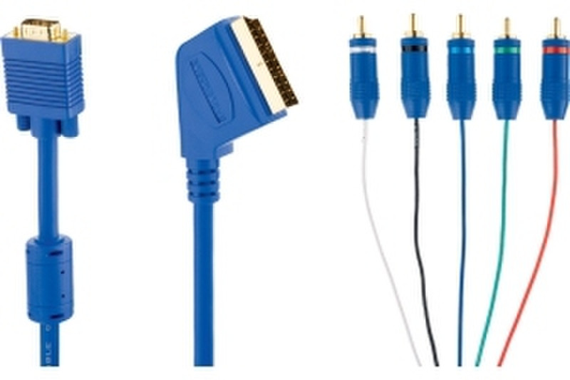 Eagle 31343702 2м SCART (21-pin) VGA (D-Sub) Синий адаптер для видео кабеля
