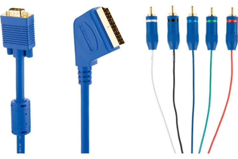 Eagle 31343701 1м SCART (21-pin) VGA (D-Sub) Синий адаптер для видео кабеля