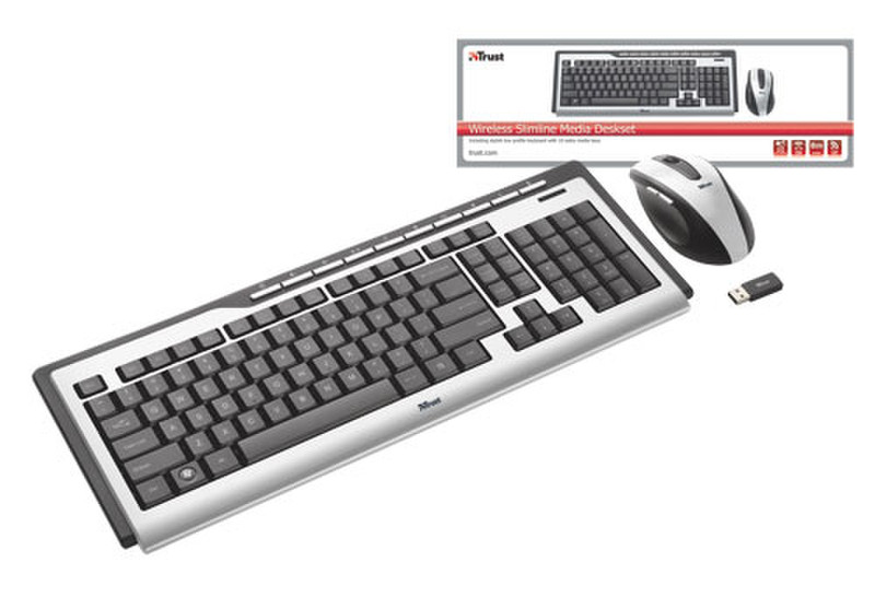 Trust Wireless Slimline Media Deskset USB QWERTY keyboard