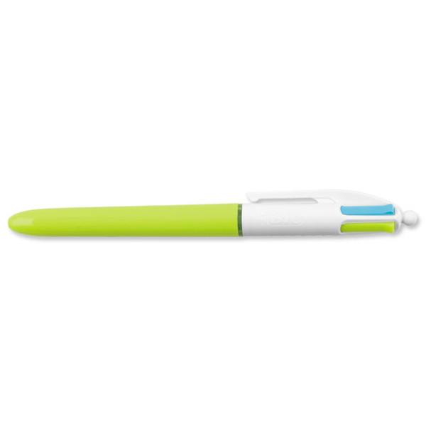 BIC 4 Colours Clip-on retractable ballpoint pen Средний Зеленый, Розовый, Пурпурный, Бирюзовый 12шт