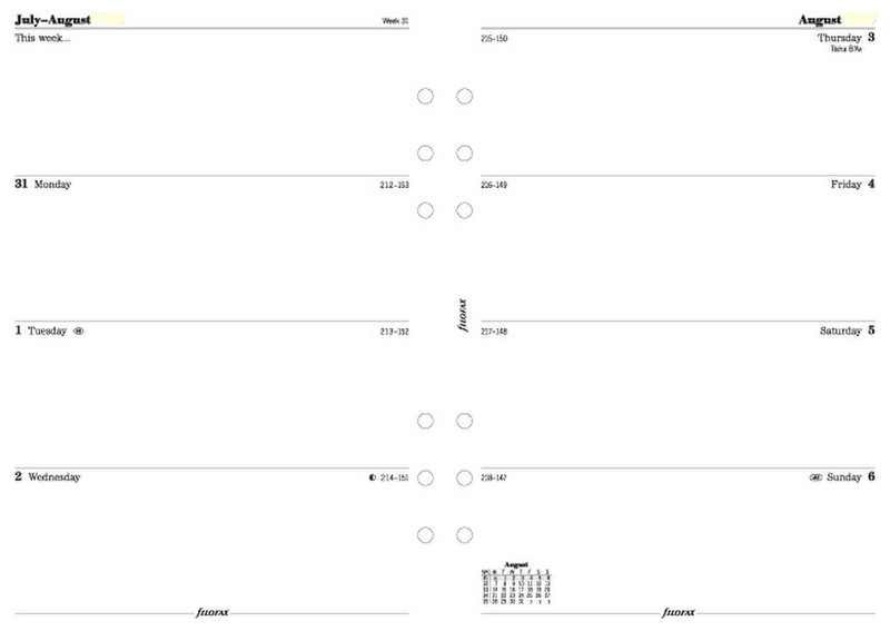 Filofax Aug-July Week On Two Pages Academic Diary