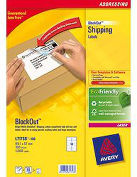 Avery BlockOut Shipping Labels White 1000pc(s) self-adhesive label