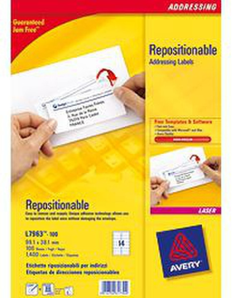 Avery Repositionable Shipping Labels White 100pc(s) self-adhesive label