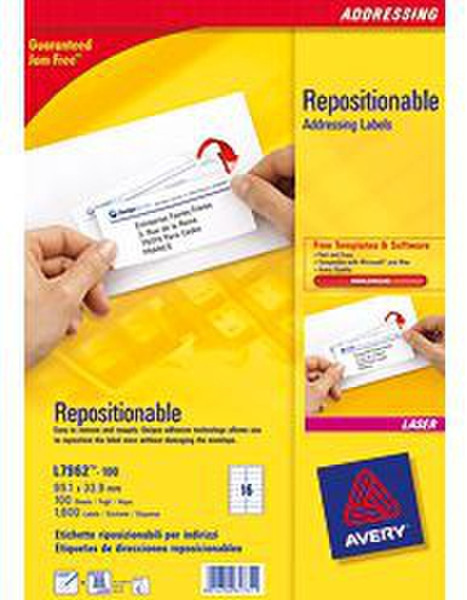 Avery Repositionable Shipping Labels White 1600pc(s) self-adhesive label