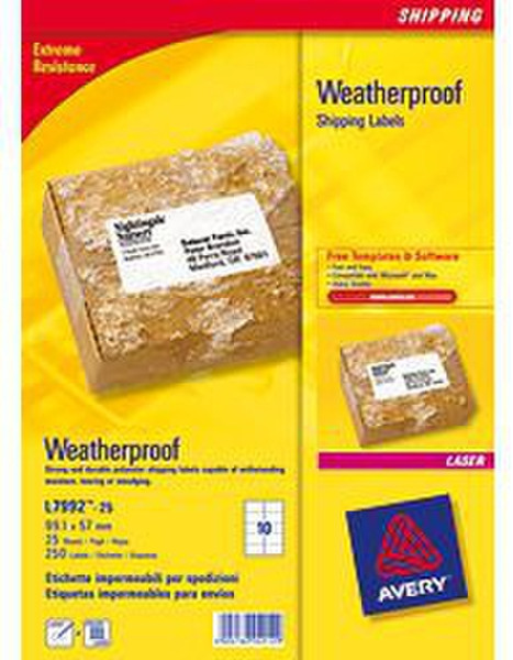 Avery Weatherproof Shipping Labels White 250pc(s) self-adhesive label