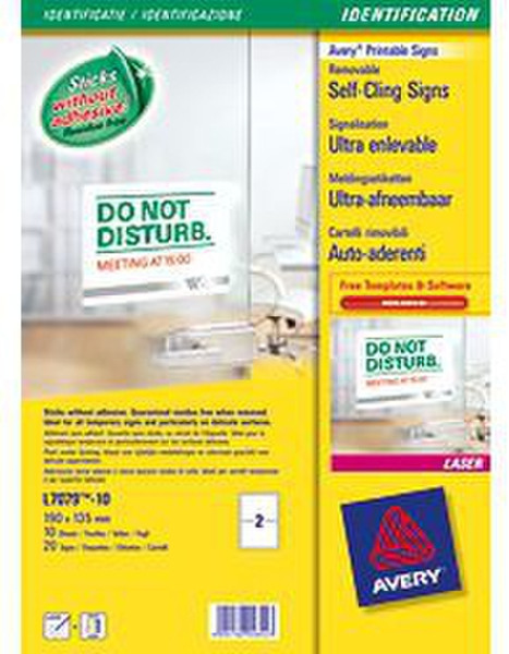 Avery Removable Self-Cling Signs White 20pc(s) self-adhesive label