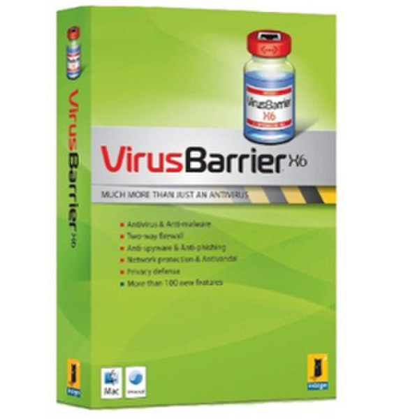 Intego VirusBarrier X6 DP, 10-19 users, EN 10 - 19user(s) 1year(s) English