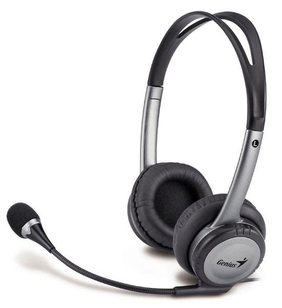 Genius HS-04B Binaural Head-band Black,Silver headset