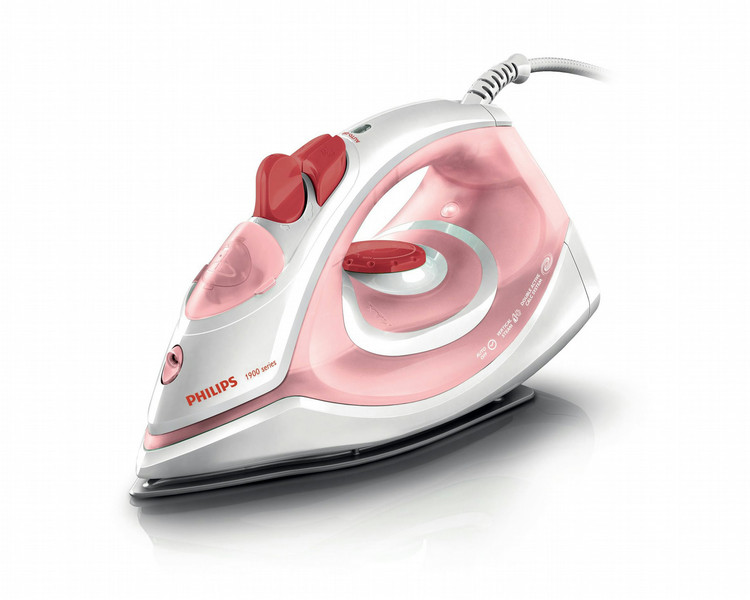 Philips 1900 series GC1990/02 Steam iron Ceramic soleplate 1700W Pink,White iron