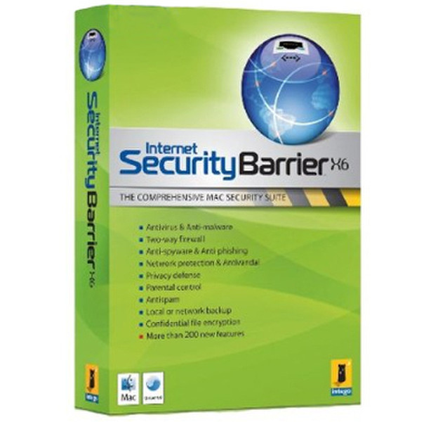 Intego Internet Security Barrier X6, 2 users, 1 Year 2user(s) 1year(s) English