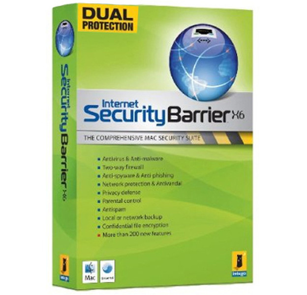 Intego Internet Security Barrier X6 Dual Protection, 10-19 users, EN 10 - 19user(s) 1year(s) English