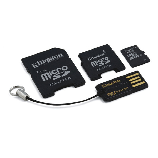 Kingston Technology 8GB Multi-Kit, microSDHC, 2 adapters 8ГБ MicroSDHC карта памяти