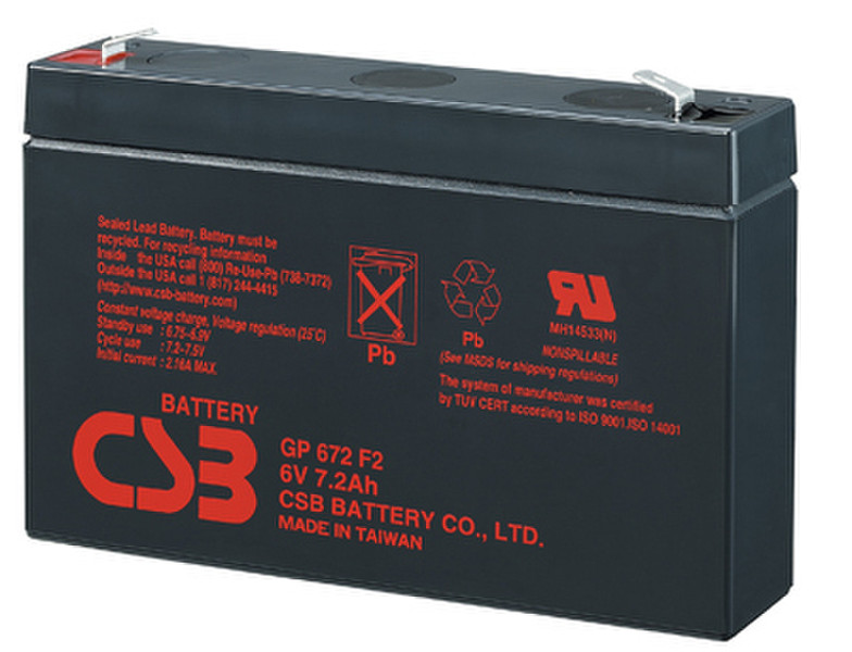 CSB GP672 Sealed Lead Acid (VRLA) 7200mAh 6V rechargeable battery