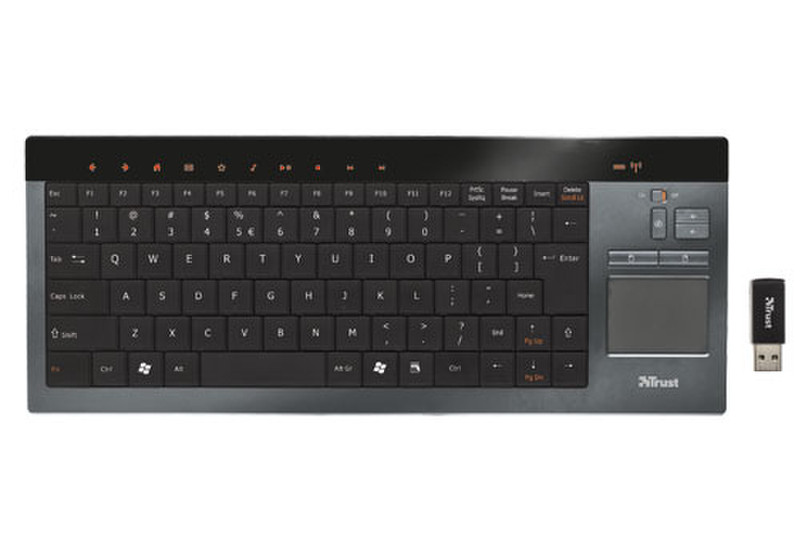 Trust Thinity Wireless Entertainment Keyboard Беспроводной RF Черный клавиатура
