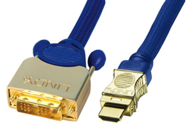 Lindy HDMI-DVI Premium GOLD 15.0m 15m HDMI DVI-D Blue