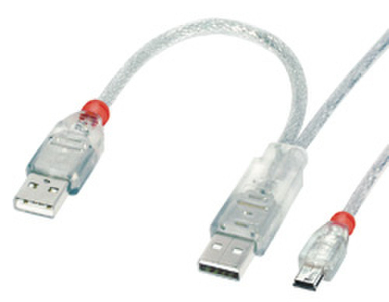 Lindy USB 2.0 2 x A (50cm) / Mini-B 1.0m 1м USB A Mini-USB B кабель USB