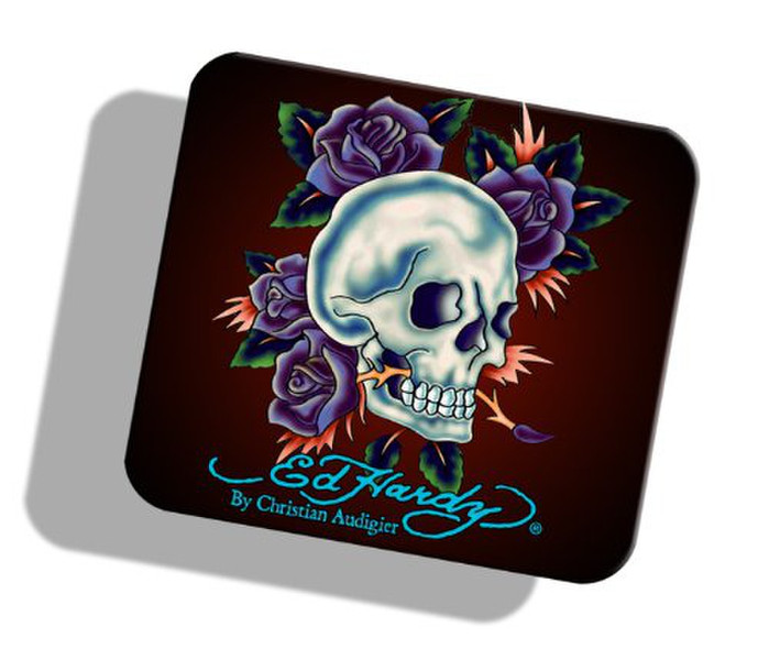 Ed Hardy Skull and Roses Black,Multicolour,Red mouse pad