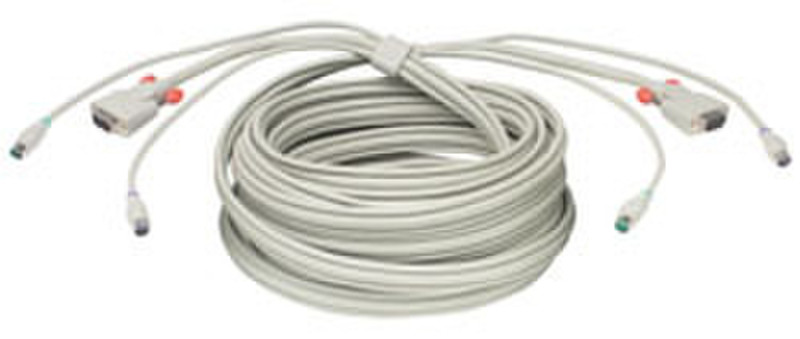 Lindy KVM cable, 15m 15m Weiß Tastatur/Video/Maus (KVM)-Kabel