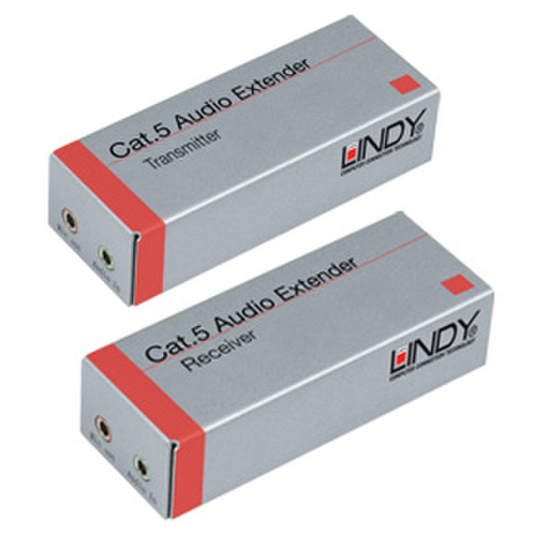 Lindy Audio Extender Cat. 5 3,5 mm RJ45 Серый кабельный разъем/переходник