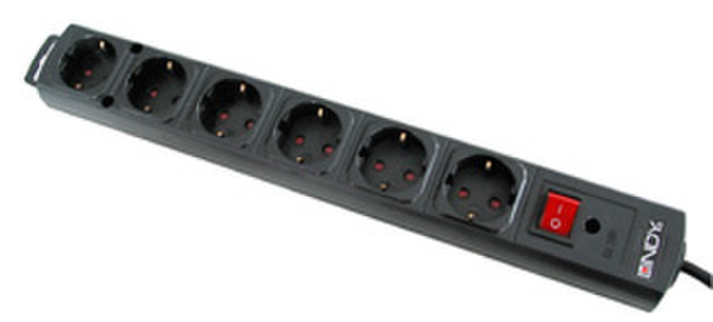Lindy 6-Outlet Surge protector 6AC outlet(s) 2m Black surge protector