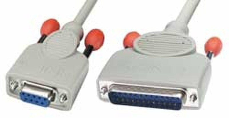 Lindy Serial Adaptor Cable, 25 Way D Male -> 9 Way D Female 0.3м Серый кабель для принтера