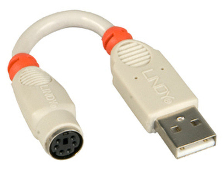 Lindy PS/2 - USB Adapter Cable 6-Pin Mini DIN FM USB-A M Серый кабельный разъем/переходник