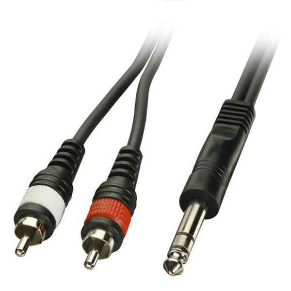 Lindy 2 x RCA/6.3mm 3m 2 x RCA 6.35mm Black audio cable