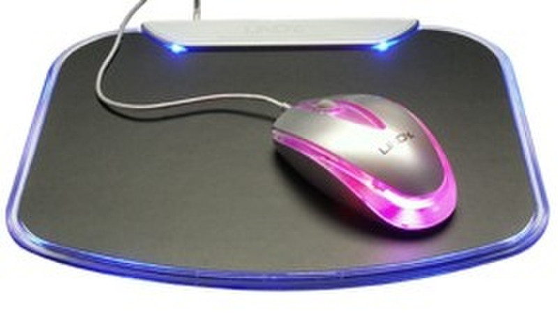 Lindy Illuminated Mouse Pad + 4-Port USB 2.0 Hub Black mouse pad