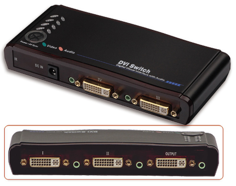 Lindy 4-Port DVI DVI коммутатор видео сигналов