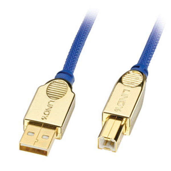 Lindy USB 2.0 A/B, Premium Gold, 2.0m 2m USB A USB B Blue USB cable