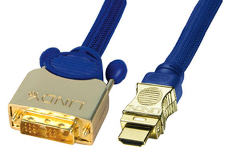 Lindy HDMI-DVI Premium GOLD 2.0m 2m HDMI DVI-D Blue