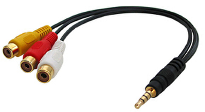 Lindy AV Adapter Cable - Stereo & Composite Video 0.25м 3,5 мм 3 x RCA Черный аудио кабель