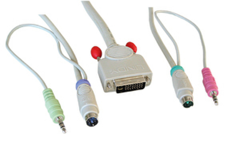 Lindy CPU Switch Smart Audio DVI KVM Cable, 5m 5м Белый кабель клавиатуры / видео / мыши