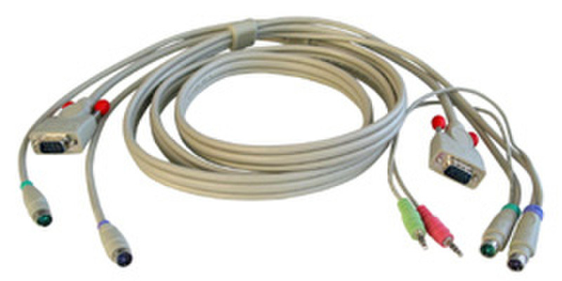 Lindy KVM + Audio Cable (CPU Switch Lite & Smart Audio), 5m 5m Grau Tastatur/Video/Maus (KVM)-Kabel