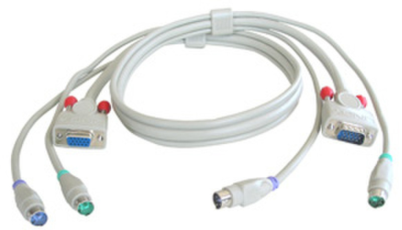 Lindy KVM cable, 3m 3m Weiß Tastatur/Video/Maus (KVM)-Kabel