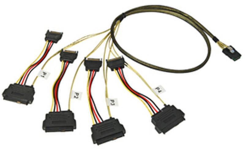 Lindy Mini SAS -> 4 x SAS & SATA Power Cable, 1m 1м Разноцветный кабель питания