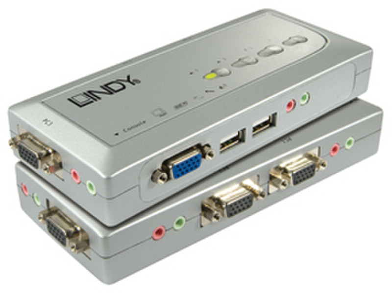 Lindy KVM Switch Compact USB Audio 4 Tastatur/Video/Maus (KVM)-Switch
