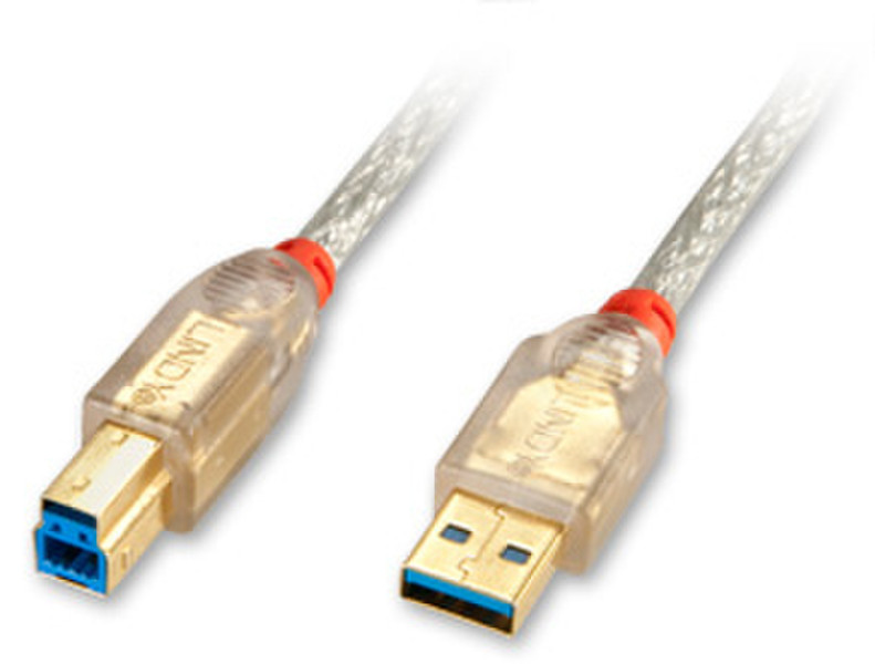 Lindy Premium USB 3.0 A/B 3.0m 3m USB A USB B Transparent USB cable