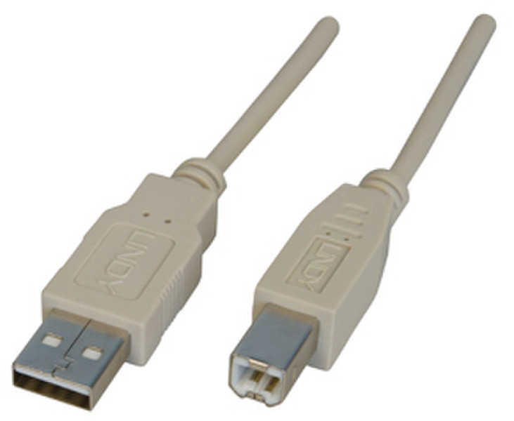 Lindy 1m USB 2.0 Cable 1м USB A USB B Серый кабель USB