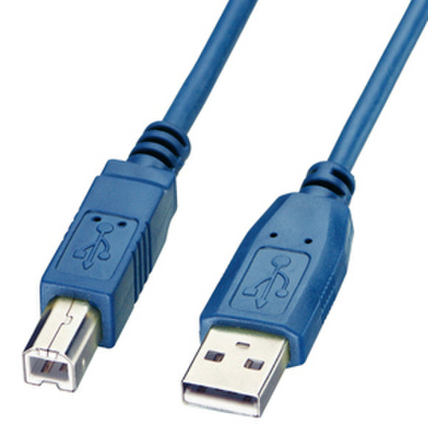 Lindy USB 2.0 A/B, 5.0m 5m USB A USB B Blau USB Kabel