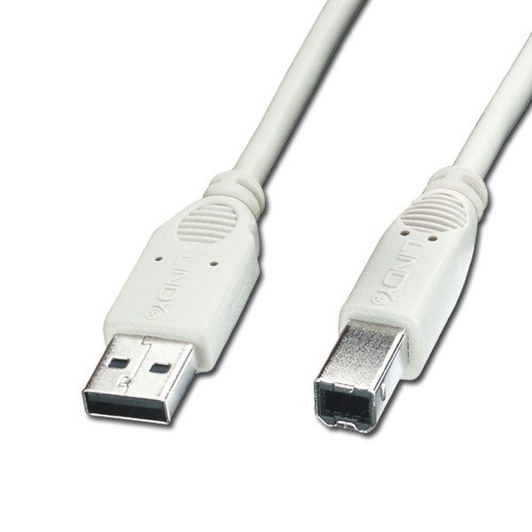 Lindy USB 2.0 A/B, 2m 2m USB A USB B Grey USB cable