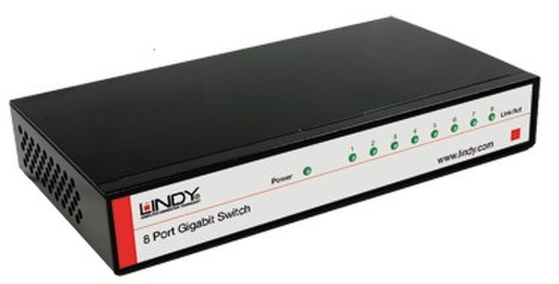 Lindy 8-Port Gigabit Switch Неуправляемый Черный