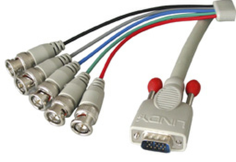 Lindy 5m HD15/BNS Cable 5m VGA (D-Sub) Grau