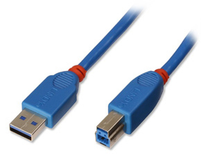 Lindy USB 3.0 A/B 1.0m 1м USB A USB B Синий кабель USB
