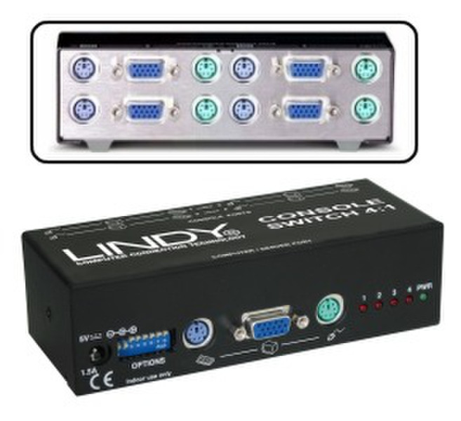 Lindy Console Switch 4 to 1 Black KVM switch