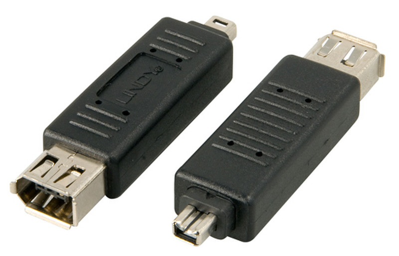 Lindy FireWire Adapter 4-pin M 6-pin FM Black cable interface/gender adapter