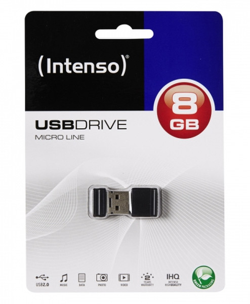Intenso 8GB Micro Line 8GB USB 2.0 Typ A Schwarz USB-Stick