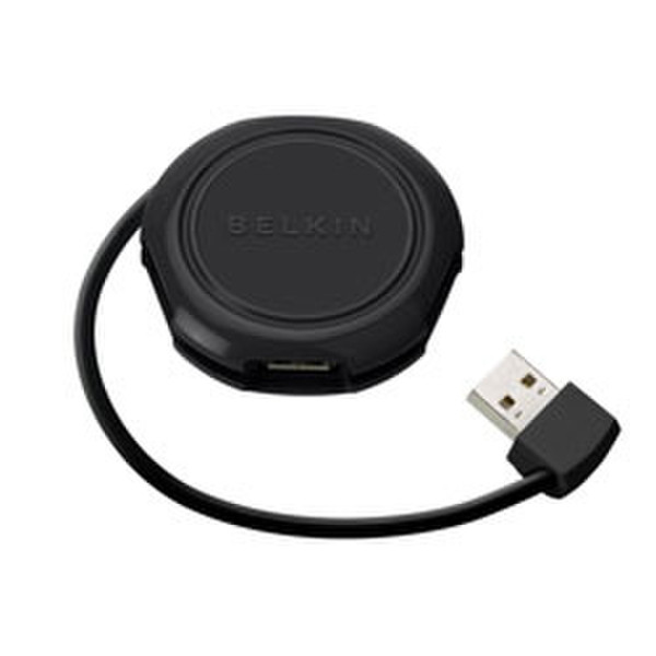 Belkin USB 2.0 4-Port Compact Travel Hub schwarz 480Мбит/с Черный хаб-разветвитель